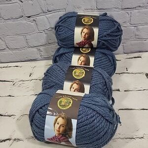 Lion Brand Yarn Lot Of 4 Skeins Washington Denim Bulky Acrylic Hometown USA